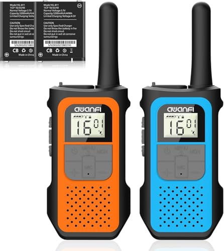 AWANFI Walkie Talkies for Adults Kids, 2 Pack Rechargeable Walkie Talkies with 1200mAh Battery, Long Range 16 Channels Radios, Walky Talky with USB-C Cable, VOX-Hands free for Outdoor Camping Hiking