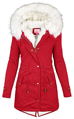 Cappotto di transizione da donna elegante taglie forti, trench con colletto in pelliccia sintetica foderato in pile, cappotto invernale antivento caldo, giacca a vento a maniche lunghe con cappuccio