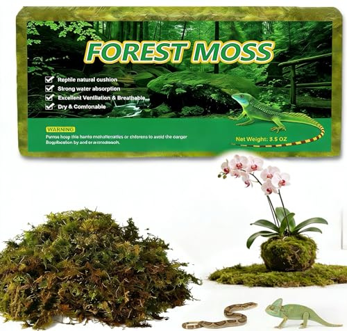 Pnoyws 5L Natural Sphagnum Moss for Plants & Reptiles, Long Lasting Peat Moss Reptile Bedding for Snake, Turtle, Gecko, Frog and Orchids Terrarium Substrate