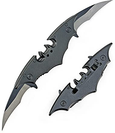 Kii Dark Twin Blade Knife - Double Edge Folding Pocket with clip, 11 Stainless Steel Two Sharp Cut (Black)