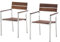 Ambientehome Stuhl, 2er Set Stapelstuhl Teakholz Edelstahl Soho Antik Sessel, braun, 56x61x86 cm, 69289