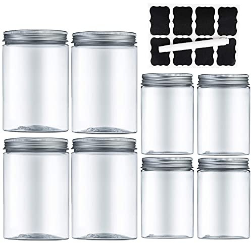 MEIXI Contenitori Alimentari, Barattoli Cucina, Contenitori Plastica Trasparente con Coperchio in Metallo per la Conservazione Ideale per Zucchero, Biscotti, Caffè, Pasta Senza BPA (3.6L)