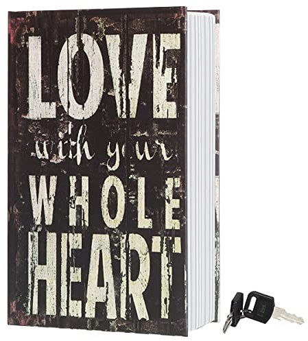 Diversion Book Safe Storage Box,Safe Box with Premium Combination Lock, Portable Book-Safe,Perfect for Home, Travel,Dorm Store Money, Jewelry, Phone and Passport (Love)