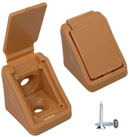Confezione da 20 staffe per mensole marrone chiaro, 20 x 20 mm, giunti angolari per mobili, giunti angolari in plastica a 90 gradi, angolo retto, viti incluse (20, marrone chiaro)