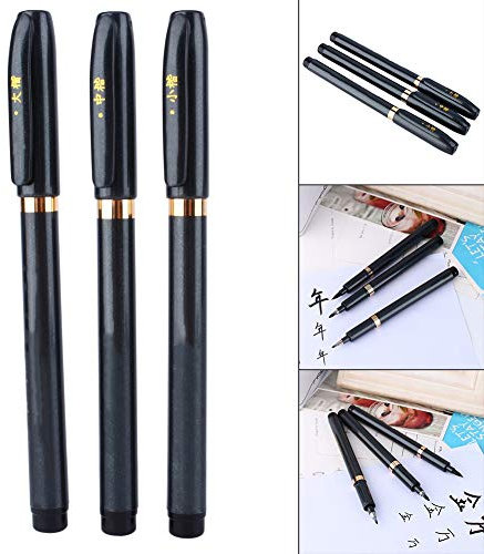 Stylo D'écriture Japonais, Feutre Fin Pour Calligraphie Japonaise Chinoise, Pinceau Shodo à Encre Pour Dessin Et Artisanat - 3 Pièces