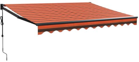 vidaXL Toldo Retráctil Automático, Toldo Eléctrico con Motor, Sombrilla Colgante de Pared, Toldo para Balcón Patio Tienda, Naranja y Marrón 3,5x2,5 m