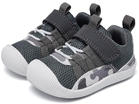 MORENDL Baby Shoes Toddler Non-Slip Sneakers Infant Lightweight Tennis Shoes Babies Walking Shoes Grey 9-12Months