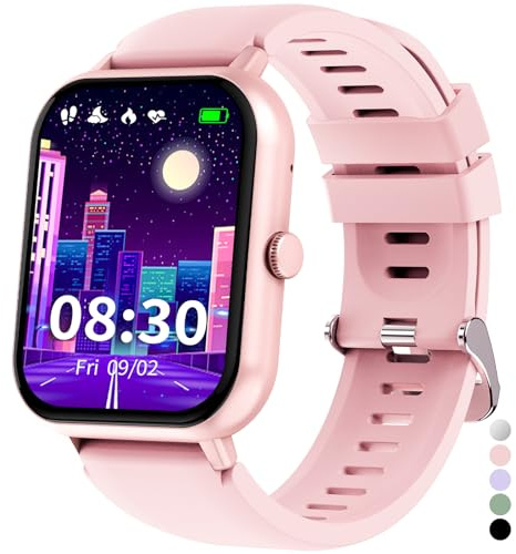 JUBUNRER Smartwatch Bambini Cardiofrequenzimetro Monitor Sonno Contapassi Pedometro Sport Impermeabile Sveglia Calcolatrice Orologio Bambina Bambino Fitness Ragazzi Ragazze Adolescenti Regalo 3+ Anni