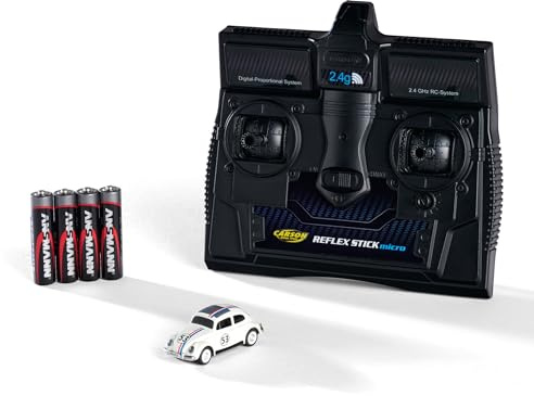 Carson 500504153 1:87 VW Beetle Rallye 2.4G 100% RTR - Fahrfertiges Modell, RC Auto, H0 Auto,RC Modell,Diorama Fahrzeug, Weiß