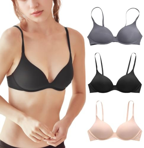 3er Teenager Mädchen BH Bralette Ohne Bügel 32/70A Bügellos, Nahtlos Soft Alltags-BH Set Damen, Für 12-18 Jahre Kinder Mittelschülerin T-Shirt