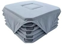 Alpes Blanc - Lot de 6 Galettes de Chaise Gris Clair 38x38cm – Assise Confortable et Rembourrée – Fixation par lanières – Déco Moderne