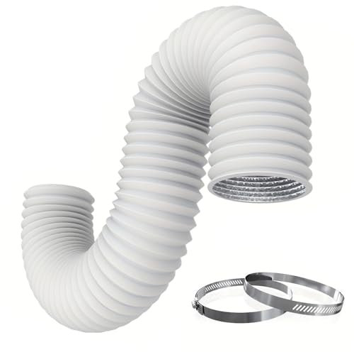 Air Ducting Tumble, Dryer Vent Hose, Flexible Aluminum Foil Composite Exhaust Duct 100mm * 2.5m with Clamps, Thickened PVC Telescopic Air Hose for Fresh Air System Air Conditioning Ventilation Duct