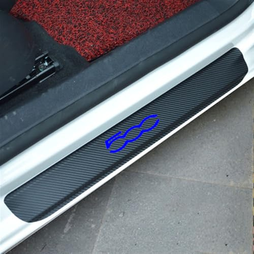 KLHYWEN 4 Piezas Película Protectora para Umbral de Puerta de Coche para Fi-at 500, Pegatina de Decoración para Estribos de Fibra de Carbono de contra Arañazos,Blue
