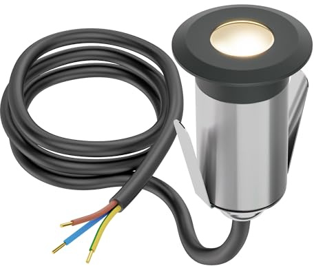 ledscom.de LED Bodeneinbauleuchte GLOX für außen, IP67, anthrazit, rund, 35mm Ø, warmweiß