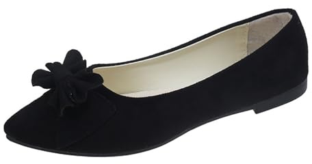 Shoes Women's Comfortable Flat Shoes Comfortable Women's Slip-On Ballerinas with Square Toe, black, 6 UK