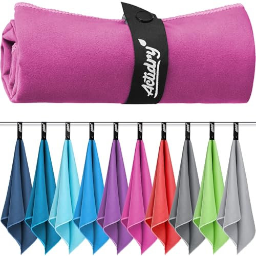 Mikrofaser Handtuch - XL/L/M Handtücher - 10 Farben Bunt&Dunkel - leicht schnelltrockend hochsaugfähig - Microfaser Strandtuch Badetuch Saunatuch extra groß - XL 100 x 200 cm - Magenta/Fuchsia/Pink