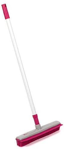Kleeneze KL065315EU Cepillo De Suelo Con Cabezal De Caucho - Electrostático Con Borde De Esqueegee, Escoba De Goma, Utilice Húmedo O Seco, Recoge Pelo De Mascotas, Polvo Y Suciedad, Rosa/Gris