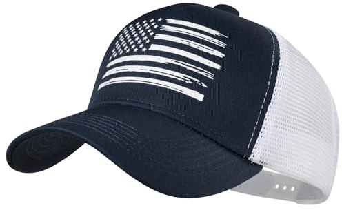 Basebollkeps, amerikansk flagga, truckerkeps för män, kvinnor, ventilerande, justerbar passform, snapback-keps för utomhusbruk, one size