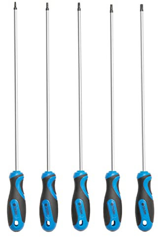 5-teiliges extra langes Torx-Schraubendreher-Set, S2-Stahl, Klingenlänge 300mm, T15–T30, plus lange Sternschraubendreher
