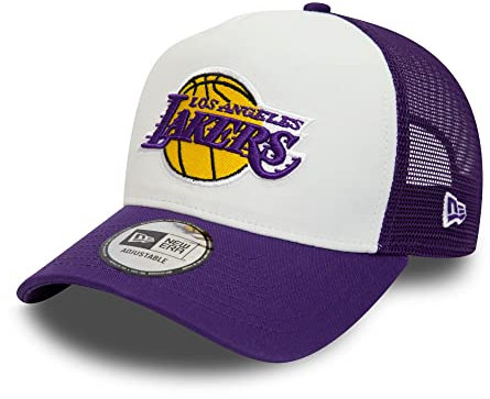 New Era Los Angeles Lakers NBA Team Colour White Purple A-Frame Adjustable Trucker cap - One-Size