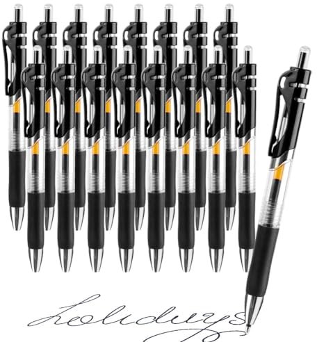 OFFCUP 0.5mm Schwarze Gelstifte, 16pcs Kugelschreiber Einziehbare Rollerball-Stifte Schnelltrocknend ergonomische Gelschreiber Großraumine Gehäuse rutschfeste Griffzone