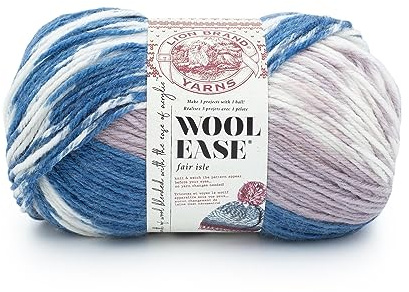 Lion Brand Yarn Wool Ease Fair Isle, Yarn for Knitting, Denim/Lilac, 1 Pack