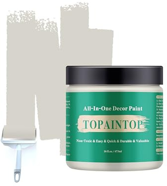 All-in-One Paint for Home Decor, Furniture, Door, DIY Crafts- Eco-Friendly- Easy Furniture Makeover- Excellent Performance (Pepper White, 16 Fl Oz)