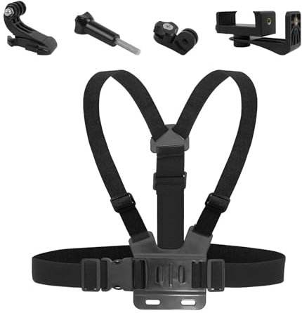 Filltown Einstellbare Brustgurt Halterung und Rucksack Schultergurt Halterung mit Telefon-Clip Action-Kamera-Zubehör, kompatibel mit iPhone 15 14 13 12