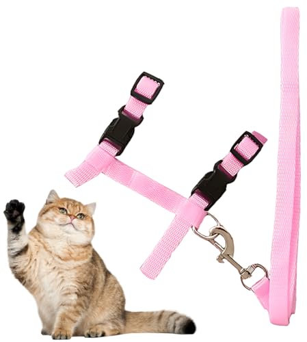 LuLiyLdJ Katzengeschirr mit Leine, Verstellbare Nylon Geschirre Katzenleine, Katzengeschirr mit Leine Ausbruchsicher, für Katzen und Kaninchen, 1 Stück