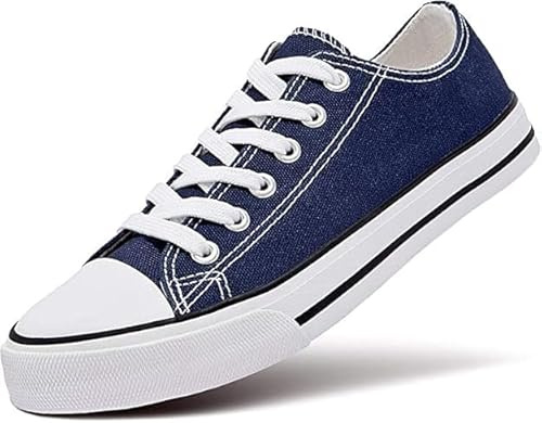 Women's Ladies Girls Canvas Low Top Lace Up Trainers Sneakers Pumps Plimsolls Size UK 3-8 (Navy, UK Footwear Size System, Adult, Women, Numeric, Medium, 6)