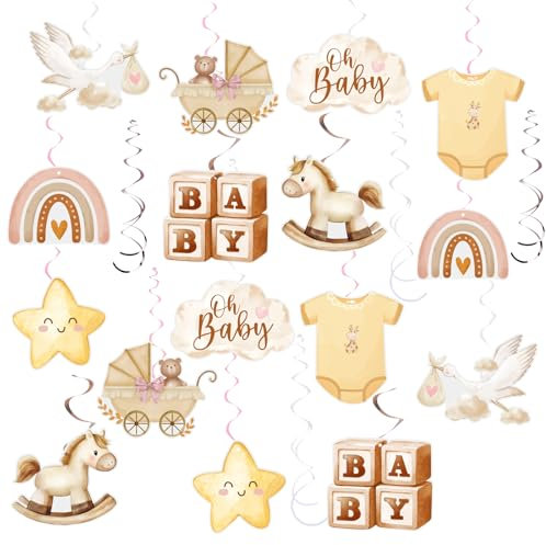 BETESSIN 20pz Decorazione Battesimo Nascita Bambini da Appendere Pendenti a Spirale Baby Shower Boho Arcobaleno Festone Addobbi Ornamenti Casa Finestre