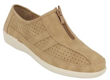 Ladies Dr Keller Zip Front Wide E Fit Leisure Shoe Taupe