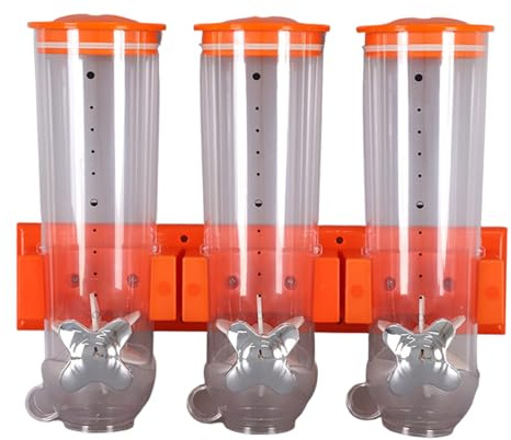 Dispenser för torrmat – trippelbehållare för flingor, flingförvaringsdispenser | väggmonterad matdispenser med 3 kammare lufttät klar matförvaringsbehållare för cornflakes, godis, nötter, bönor