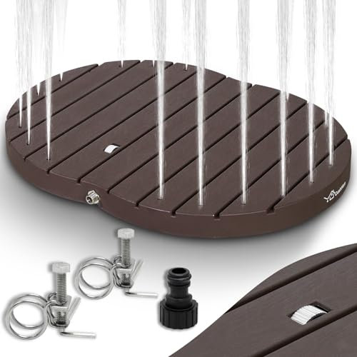 CCLIFE Douche De Jardin Extérieure avec roulettes Au Sol,Hauteur De La Fontaine 4m,PP,Antidérapant, pour Ie Jardin Camping,Marron,CushHom