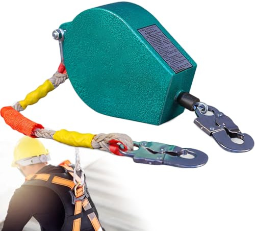 Kit de protección contra caídas con gancho de autobloqueo y cuerda de alambre de acero resistente, capacidad de carga de 330 libras para ingeniería y rescate en espacios confinados