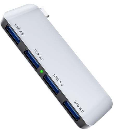 Hub USB C 4 Portes per Macbook, Adattatore con Type-C a USB-A 3.0 5Gbps, 4 in 1 Multiporta Sdoppiatore Trasferimento Dati, Docking Station Portable per Laptop Disco Rigido Tastiera Stampante