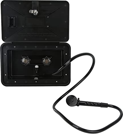 Fockety Kit Box Doccia Esterno Regolabile in ABS Nero per con Tubo Flessibile per/roulotte