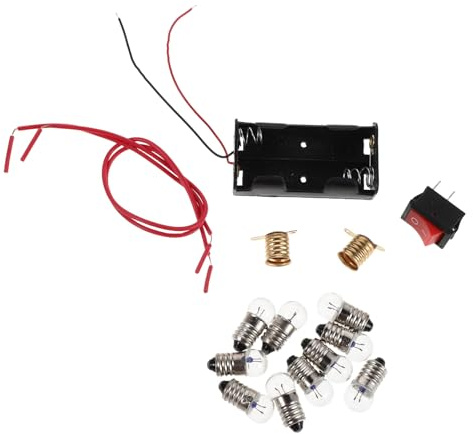 Warmhm Kit d'Expérimentation Électronique 4 Pièces avec Mini-Ampoules 25 V Support de Lampe Interrupteur et Porte-Piles Coffret Pédagogique pour Découverte des Circuits Électriques
