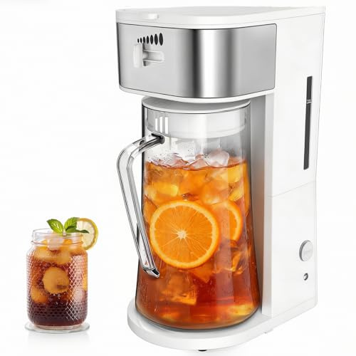 Iced Coffee Tea Maker With Reusable Filter Basket 3 QT Pitcher Iced Tea And Coffee Machine, Tea Makers For Iced Tea, Lattes, Lemonade And Flavored Water (3QT 2)