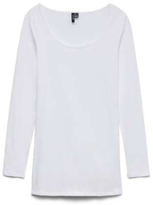 Vero Moda Vmmaxi My Ls Soft Long U-neck Noos, Maglietta a maniche lunghe, Bianco (Bright White), M Donna