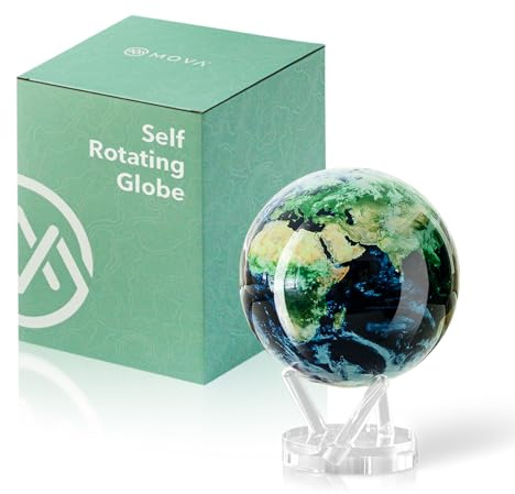 MOVA Self Rotating Globe Earth with Clouds Prestige (8.5) | solar powered rotating globe, no batteries or cords, gift for geography lovers, premium kinetic display, office desk decor