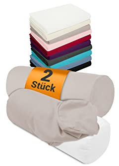 npluseins 2er Pack Bezüge und/oder Nackenrolle - ca. 40 x 15 cm - 1467.2080, 1 Pack (2 Stück) - Bezüge in Platin