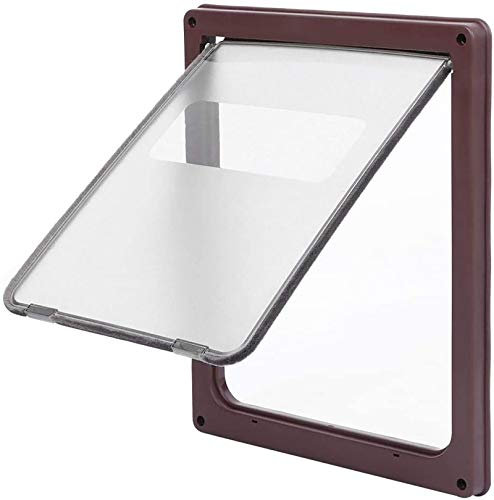 ANQI Puerta de perro automática con cierre magnético para todo tipo de clima, para puerta de perro, puerta de entrada de túnel, pantalla para perro pequeño, mediano y grande, gato, marrón