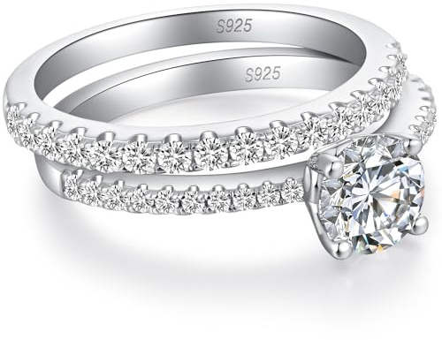 jiamiaoi Bagues Femmes en Diamant Argent 925, Plaqué Or Blanc 18 Carats, Bagues de Fiançailles, Bague Solitaire Anniversaire Promesse de Mariage
