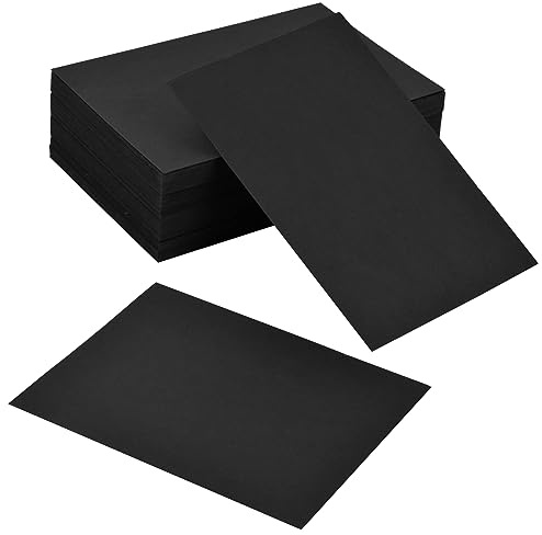 100 Pezzi Scheda Vuota Bianca, 15x10 cm Bianca Kraft Paper Biglietti per Appunti, Carta di Messaggio A6, 350 g/m² Cartoncini in Cartone per Biglietto D'invito Graffiti Disegno (Nero)