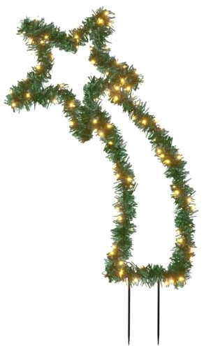 vidaXL Estrella Fugaz de Luces de Navidad, Adorno Navideño con Estacas 115 LED, Cuerda Decorativa de Luz, Iluminación para Hogar Exterior, 89 cm