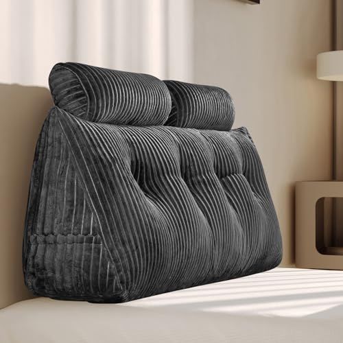 Z-hom Almohadas grandes de cuña para la espalda, almohada triangular para lectura, cojín de apoyo lumbar, respaldo de cintura, cojín de posicionamiento suave para sofá cama (gris, 120 cm)