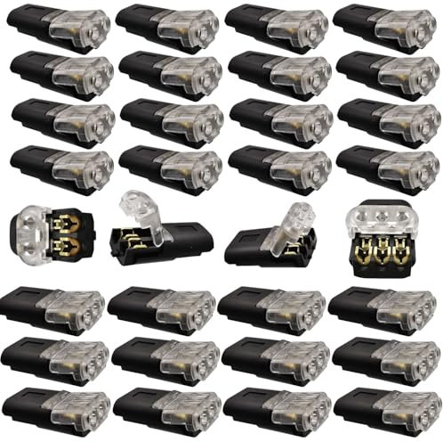 Morsettiere 2 pin/3 pin CTRICALVER Connettori di derivazione Installazione cablaggio semplice e veloce Collegamento cablaggio derivato D2-trasparente 16 pz + D3-trasparente 12 pz