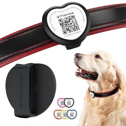 Pawview NFC & QR Code ID Tag for Pets,Silent Personalized Dog Tag,Slide-On Engraved Dog Tag with Online Pet Profile,Smart Lost Pet Recovery Durable Dog Identity Tag,No Subscription