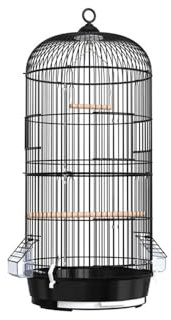 Lijiaxiuyc-101 Cage pour Oiseaux Cage à Oiseaux en métal à Double Couche de Style européen, Suspendue for Perroquet, étourneau, châssis Coulissant Facile à démonter Volière(Noir)